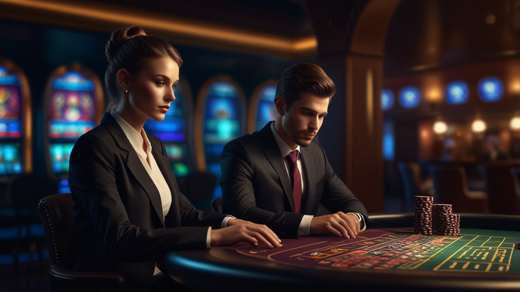 Player checking bonus code terms safely on a laptop in a dark casino setting