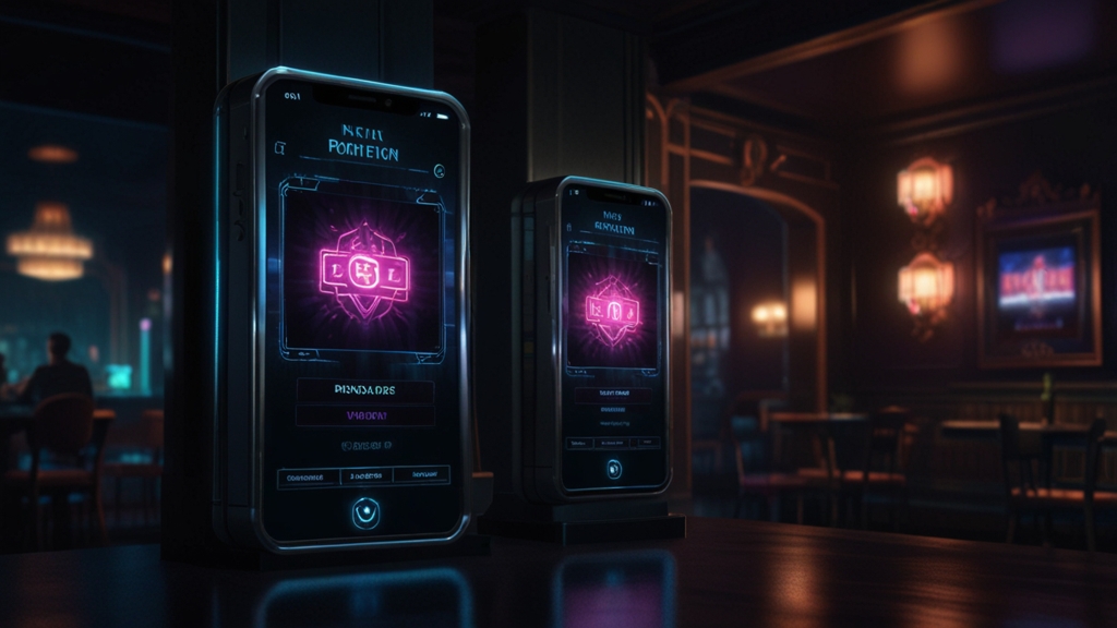 Desktop monitor and phone showing a secure casino login screen in a dark setting